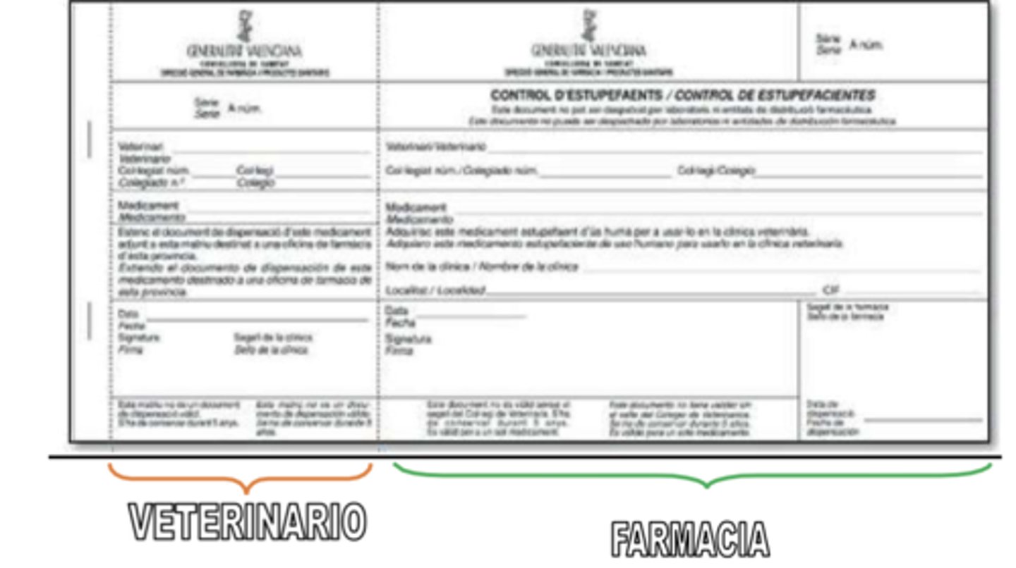 <p>they must fill an order form and an official narcotic voucher.</p><p>this is a voucher book that is issued by the health authority. it can be obtained at the Official College of Veterinarians. It consists of 2 sections- one for the pharmacy and one for the vet. </p><p>The vet can use this to get the amount of the narcotic drug that is required for 7 days of treatment or the quantity that the vet estimates is necessary for the correct provision of their service, but with a max of 5 medicine boxes per voucher.</p>