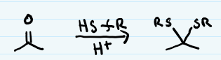 ketone → sulfur+ replaces oxygen + R group