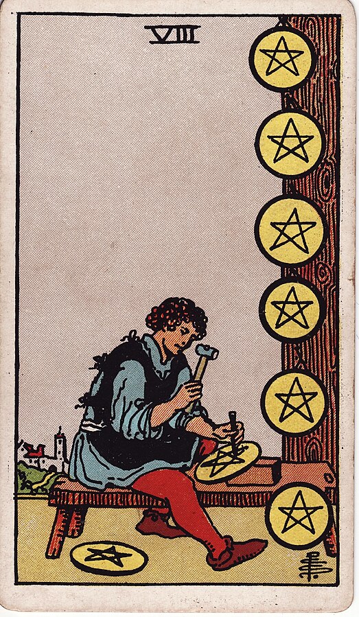 <p>Eight of Pentacles</p>