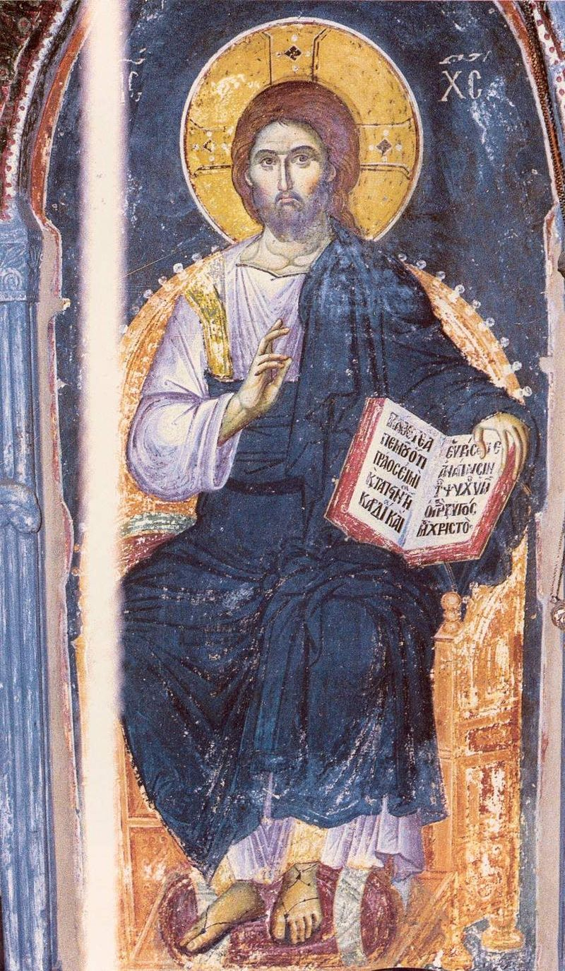 <p><span>W </span>ikonografii<span> przedstawienie </span>Jezusa Chrystusa<span> jako władcy i sędziego </span>Wszechświata<span>, ręka błogosławiąca.  </span></p>
