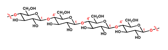 <ul><li><p>polysaccharide</p><ul><li><p>ketting van cellobiose</p></li></ul></li></ul><p></p>