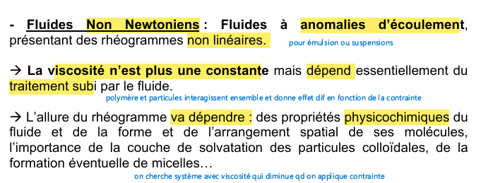 <p>1. Ecoulement pseudoplastique</p><ol start="2"><li><p>Ecoulement plastique</p></li><li><p>Thixotropie</p></li></ol><p></p>