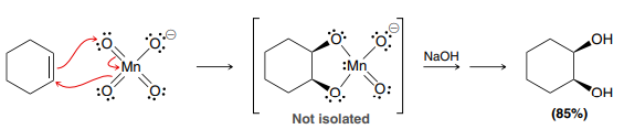 <p>Formation of a diol</p><p>Product: Syn addition</p>