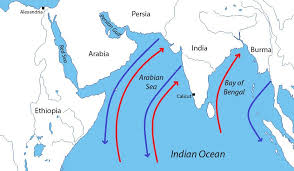 <p>Seasonal winds that reverse direction depending on the time of year, bringing distinct wet and dry seasons to many regions. They were essential to trade and often dictated when ships would begin journeys. </p>