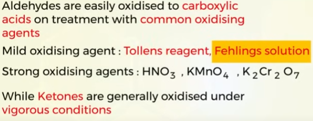 <p>Oxidation of aldehydes and ketones takes place differently.</p>