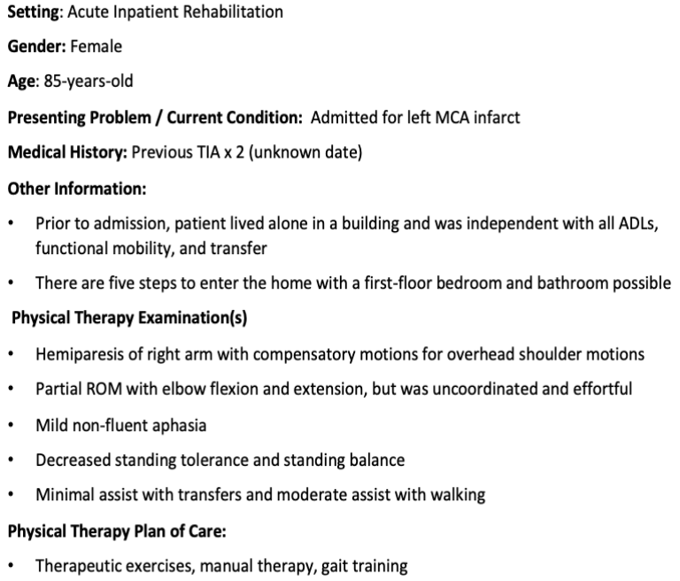 <p>The pt has extreme spasticity, and she demonstrates flexion synergy patterns of the UE while attempting to move her UE. Which is MOST LIKELY to be seen when she lifts her arm and what is the appropriate classification per the Brunnstrom staging?</p><ol><li><p>shoulder ER, abducted, elbow and wrist flexed and forearm supinated; Stage III</p></li><li><p>shoulder IR, adducted, elbow and wrist flexed and forearm supinated; Stage III</p></li><li><p>shoulder ER, abducted, elbow and wrist extended, and forearm pronated; Stage IV</p></li><li><p>shoulder IR, abducted, elbow and wrist flexed and forearm pronated; Stage V</p></li></ol><p></p>