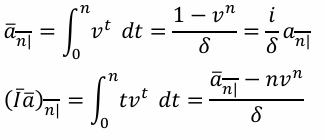 <p>This formula calculates the present value of an increasing continuous annuity, where payments increase continuously over the term of the annuity.</p><p></p>