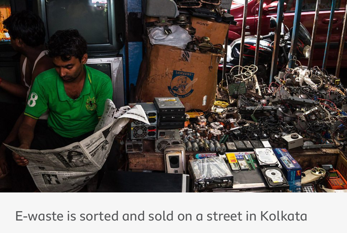 <p>Electronic rubbish from old computers and technology.</p>