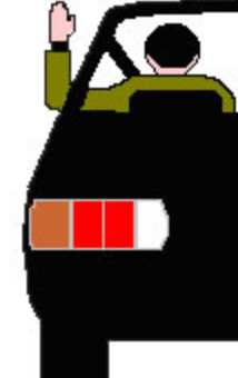 <p>Extended arm with elbow bent upward</p>