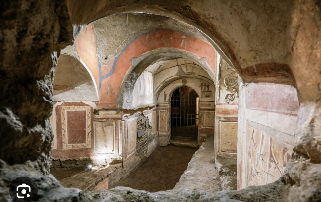 <p>CATACOMB OF PRISCILLA (FRESCOES)</p>