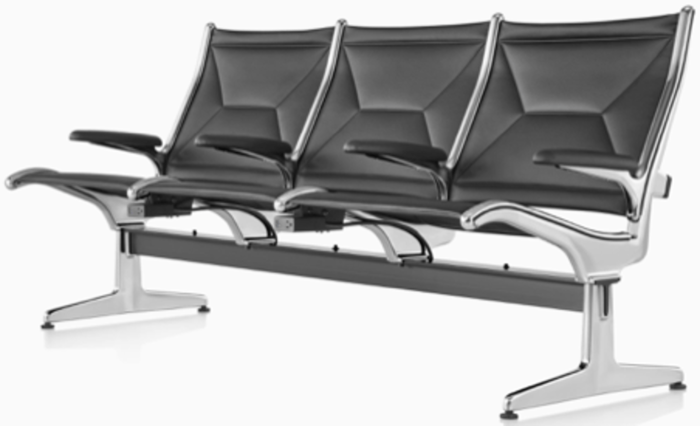 <p>groups of 2 to 10 seats that were connected side by side or back to back<br>the back of each seat and unit was formed by separate parts that could be swapped out or repaired<br><br>long lasting<br>airport seating!!!</p>
