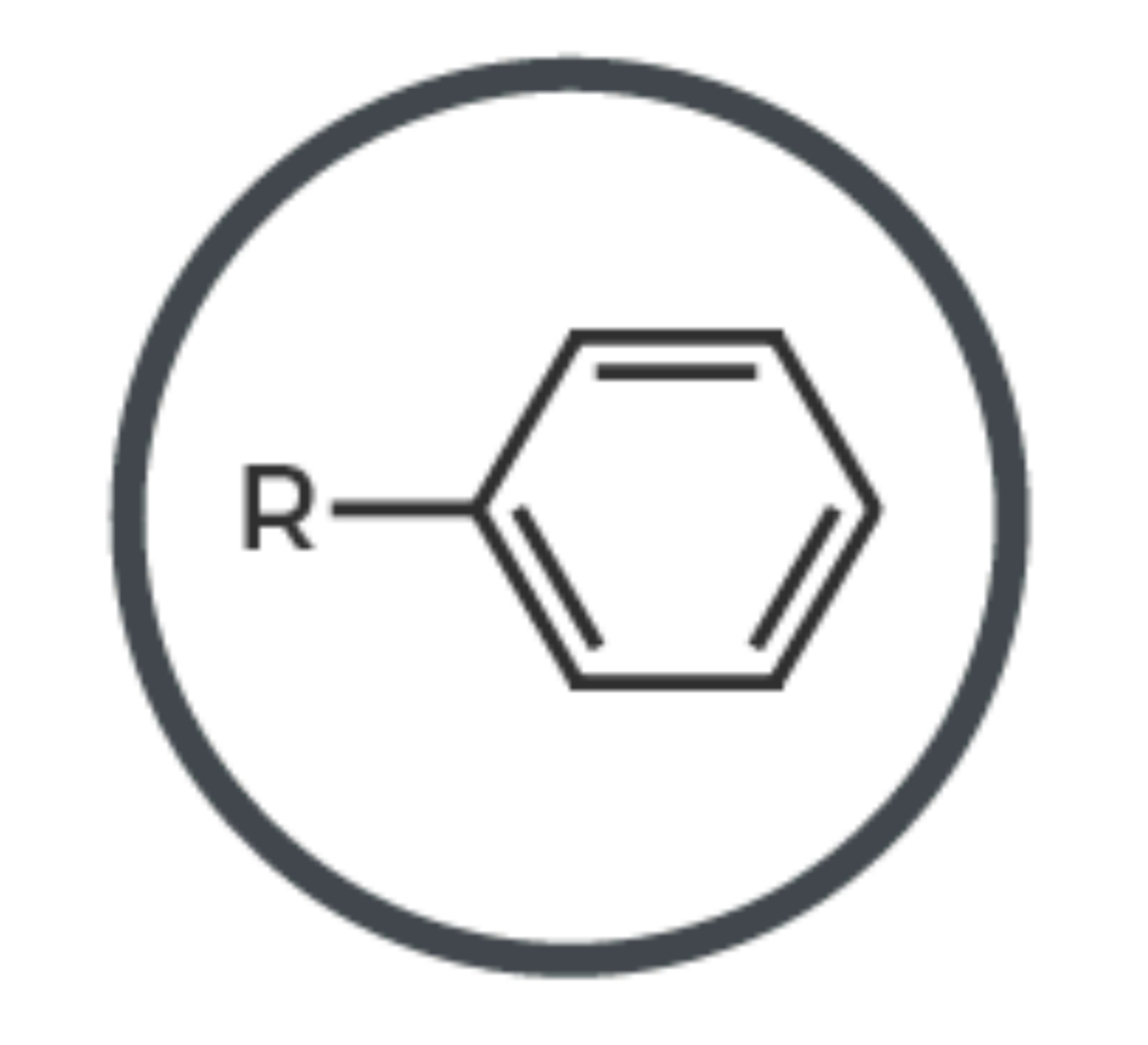 <p>Double bond benzene ring attached to main R group</p>