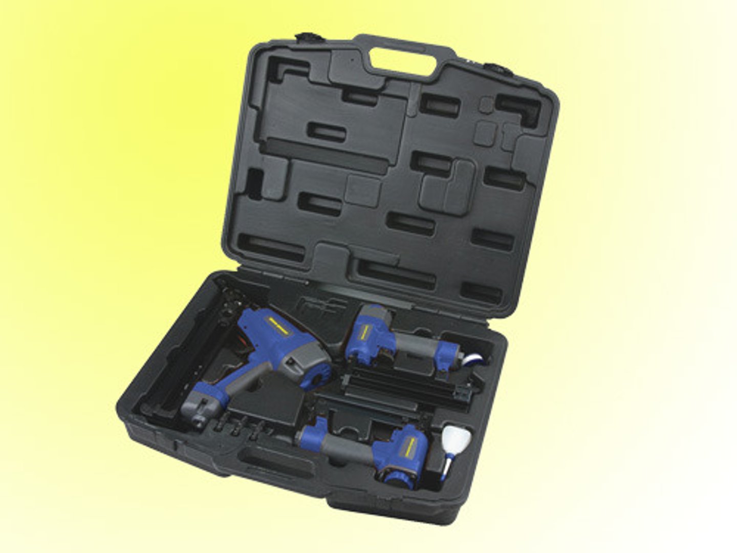 <p>are like nailers but are loaded with u-shaped staples instead of nails for fastening</p>