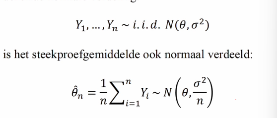 <p>iid normaal verdeeld </p><p>onder de assumptie van onafhankelijke trekkingen uit dezelfde normale verdeling </p><p>is het steekproefgemiddelde ook normaal verdeeld </p>