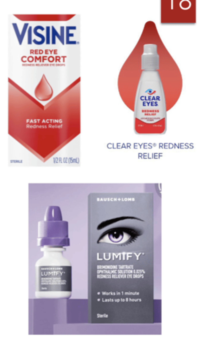 <p>- allergic conjunctivitis-reduces ocular redness by acting as a vasoconstrictor</p><p>- does NOT diminish allergic response</p><p>ex: Clear Eyes,Visine Advanced Relief, Lumify</p>