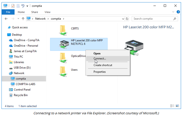 <p>Connecting to a network printer</p>