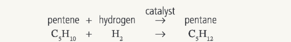 <p>Pentane</p><p>(60<sup>o</sup>C and nickel catalyst required)</p>