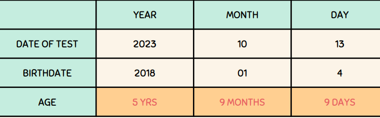 <p>AGE CALCULATION example</p>