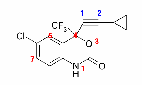 <p>where is the chiral center on efavirenz</p>