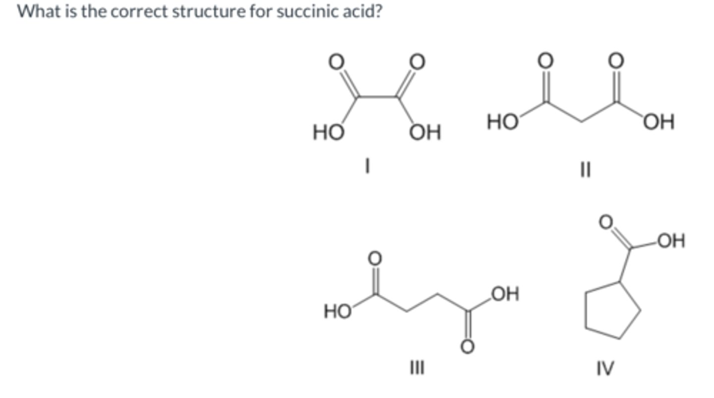 <p>What is the structure for succinic acid?</p>