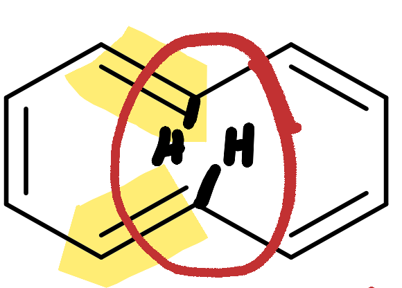 <p>For cyclic compounds with adjacent π bonds that are trans, similar to this picture. What happens?</p>