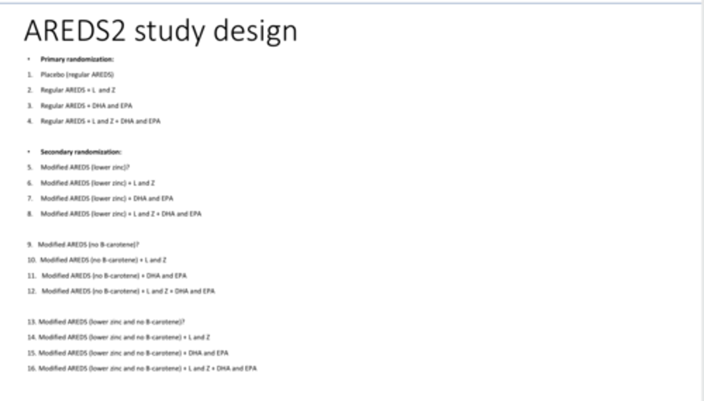 <p>How many TOTAL groups are there in the AREDS2 study?</p>