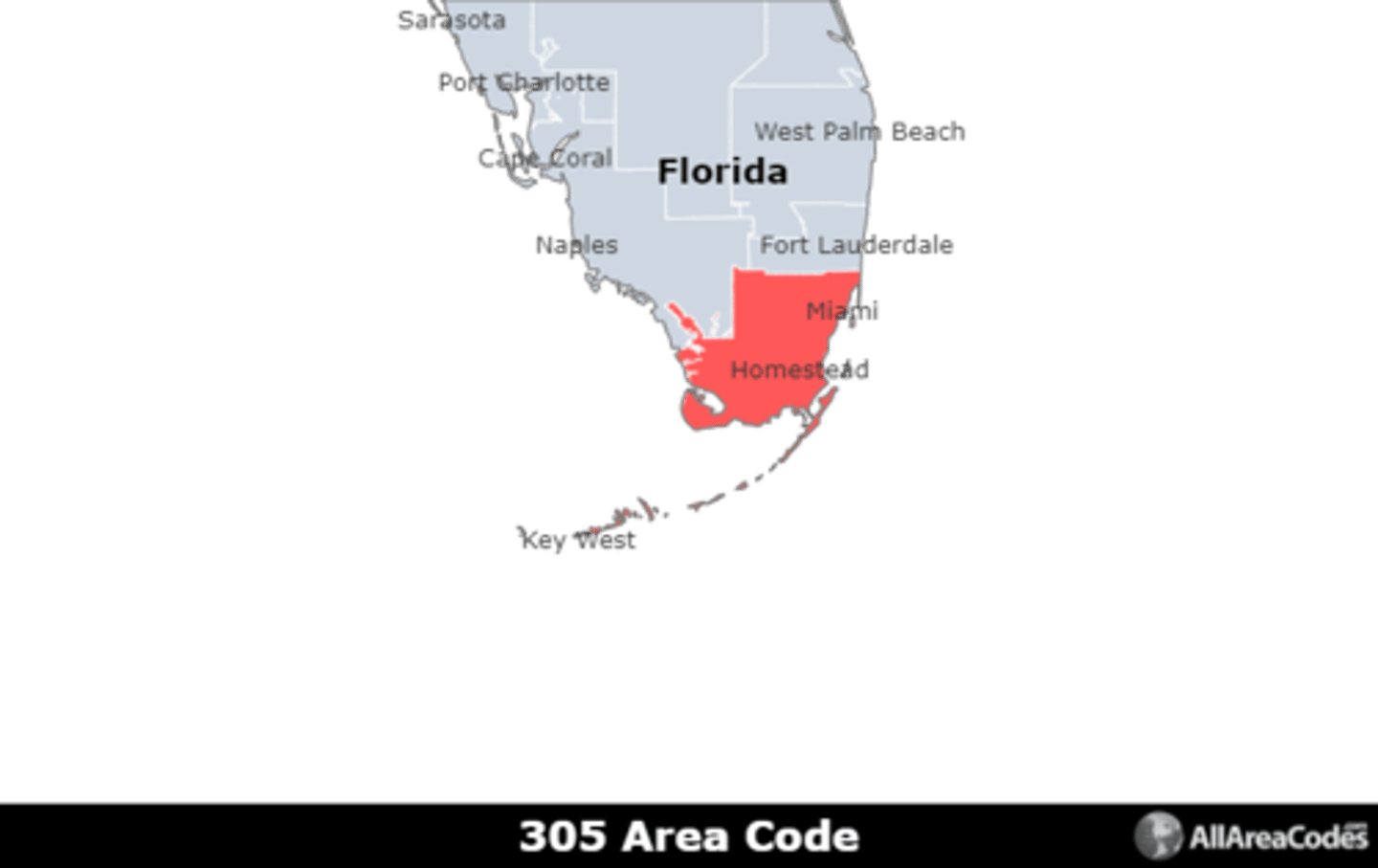 <p>Area code 305 is located in southern Florida and covers Hialeah, Miami Gardens, Miami Beach, Kendall, and Homestead. It has a single overlay (786) that serves the same area.</p>