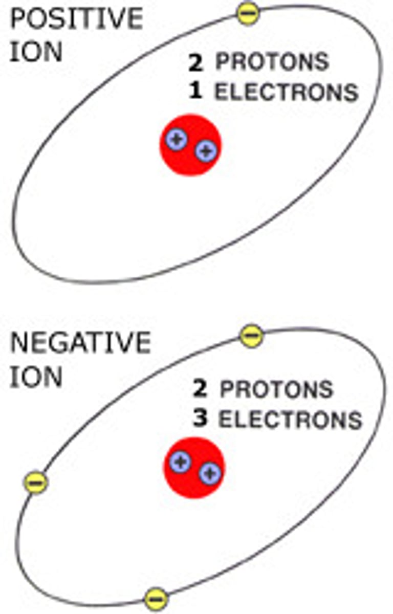 <p>An atom or group of atoms that has gained or lost one or more electrons, thus acquiring a charge.</p>