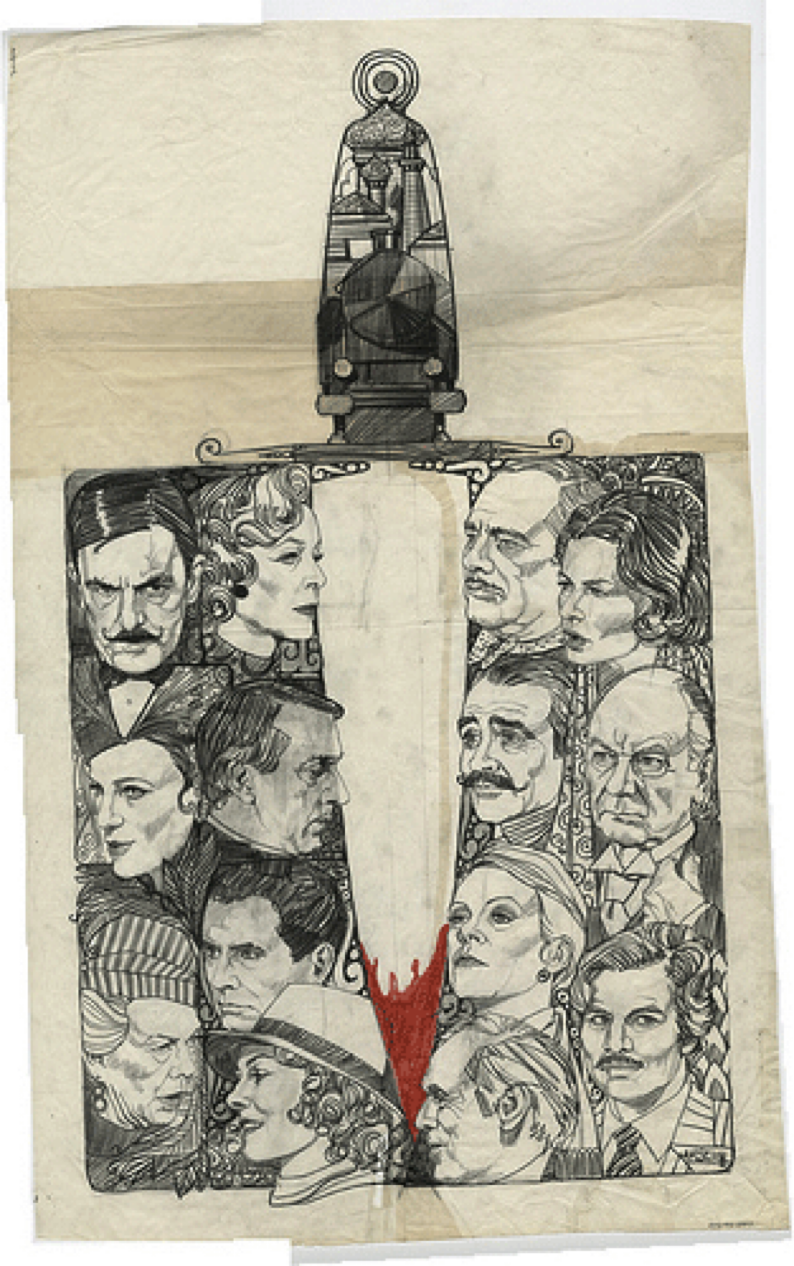 <p>A refined pencil sketch on tracing paper for the 1974 movie Murder on the Orient Express</p>