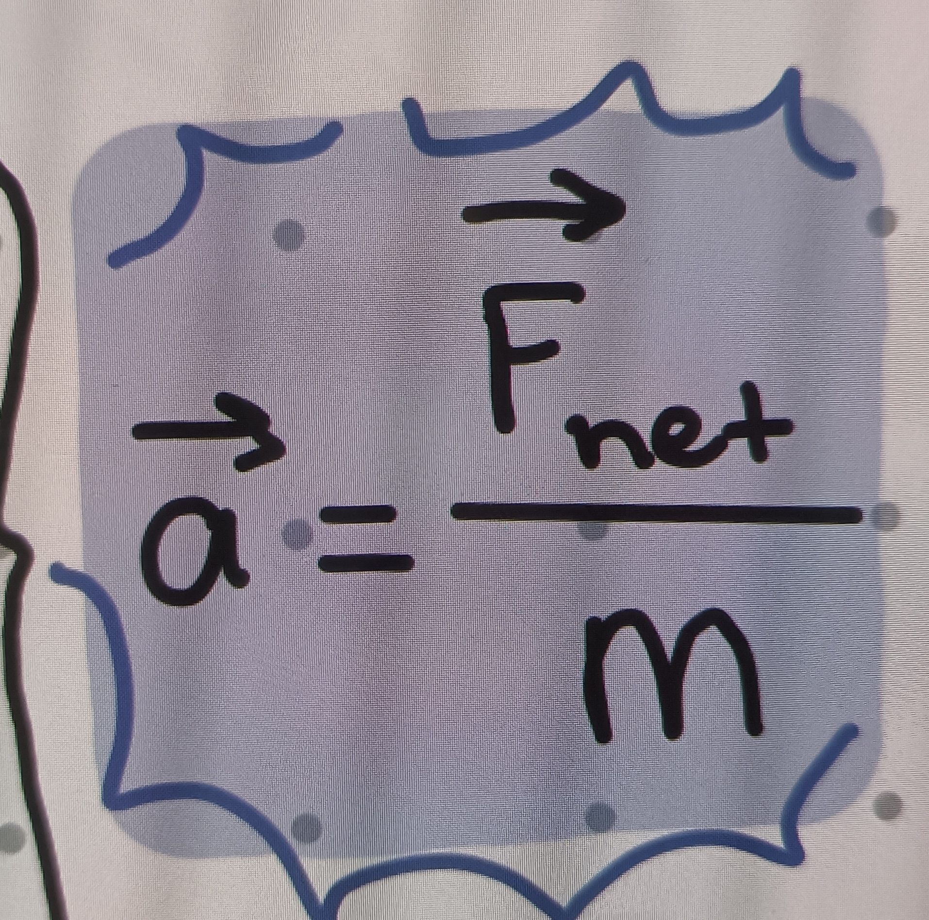 <p>Acceleration depends:</p><ol><li><p><u>Directly</u> on the unbalanced or <strong>net Force</strong></p></li><li><p><u>Inversely</u> on the objects <strong>mass, M</strong></p></li></ol>