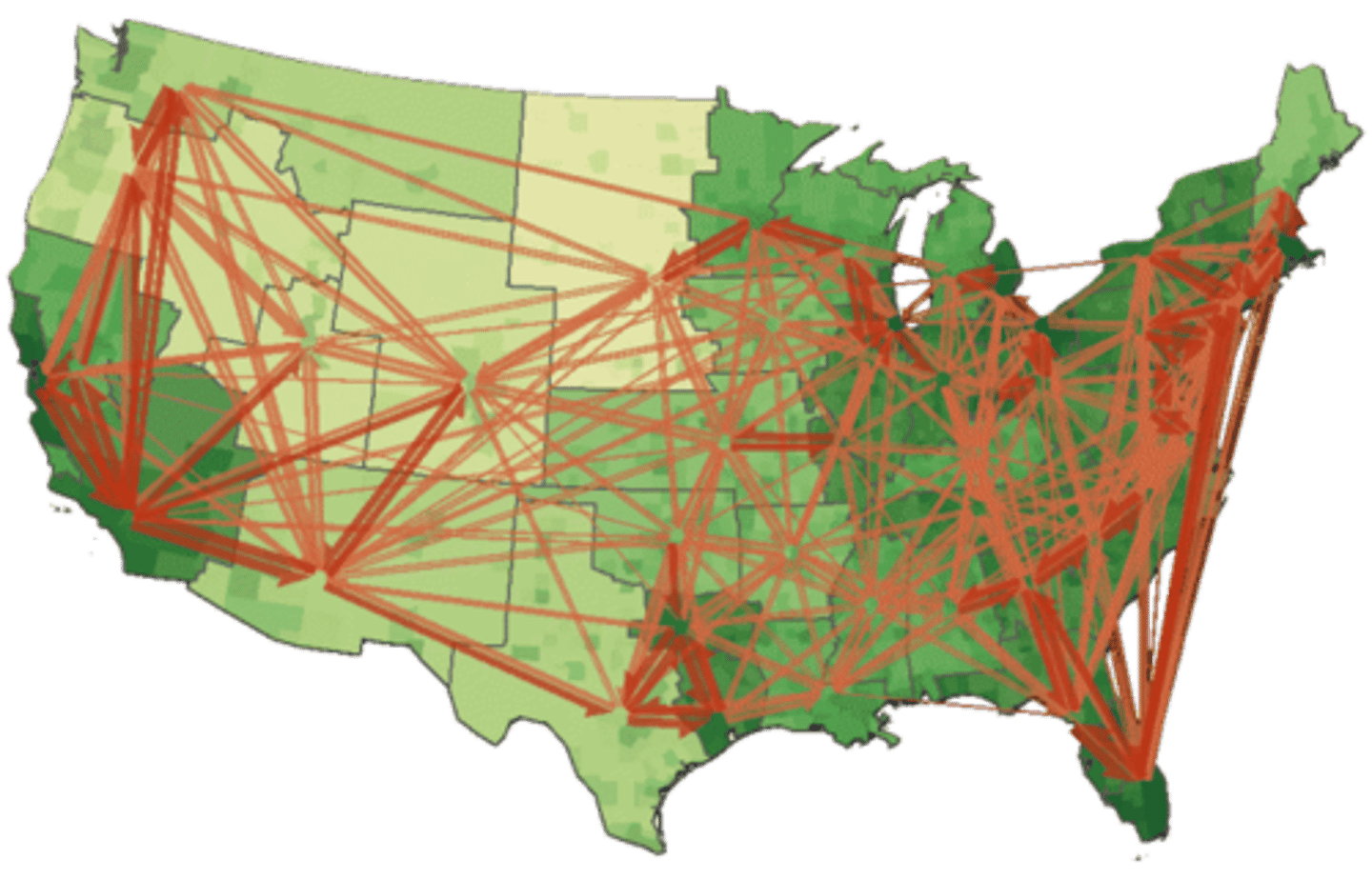 <p>movement of people, goods, info, etc between different places</p>