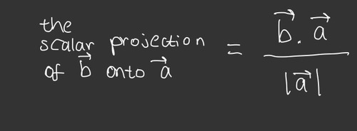 dot product of a and b/ ||a||