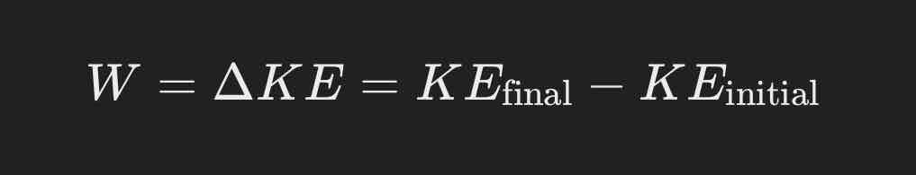 <p>Work is equal to the change of kinetic energy because work is the transfer of energy when force acts on displacement, thus it'll equal to change of energy! </p><p></p><p>If object speeds up, more work is being done, this it was a increase in kenetic energy aswell.  Same way if object slows down= work decrease; kinetic energy decreases.</p>