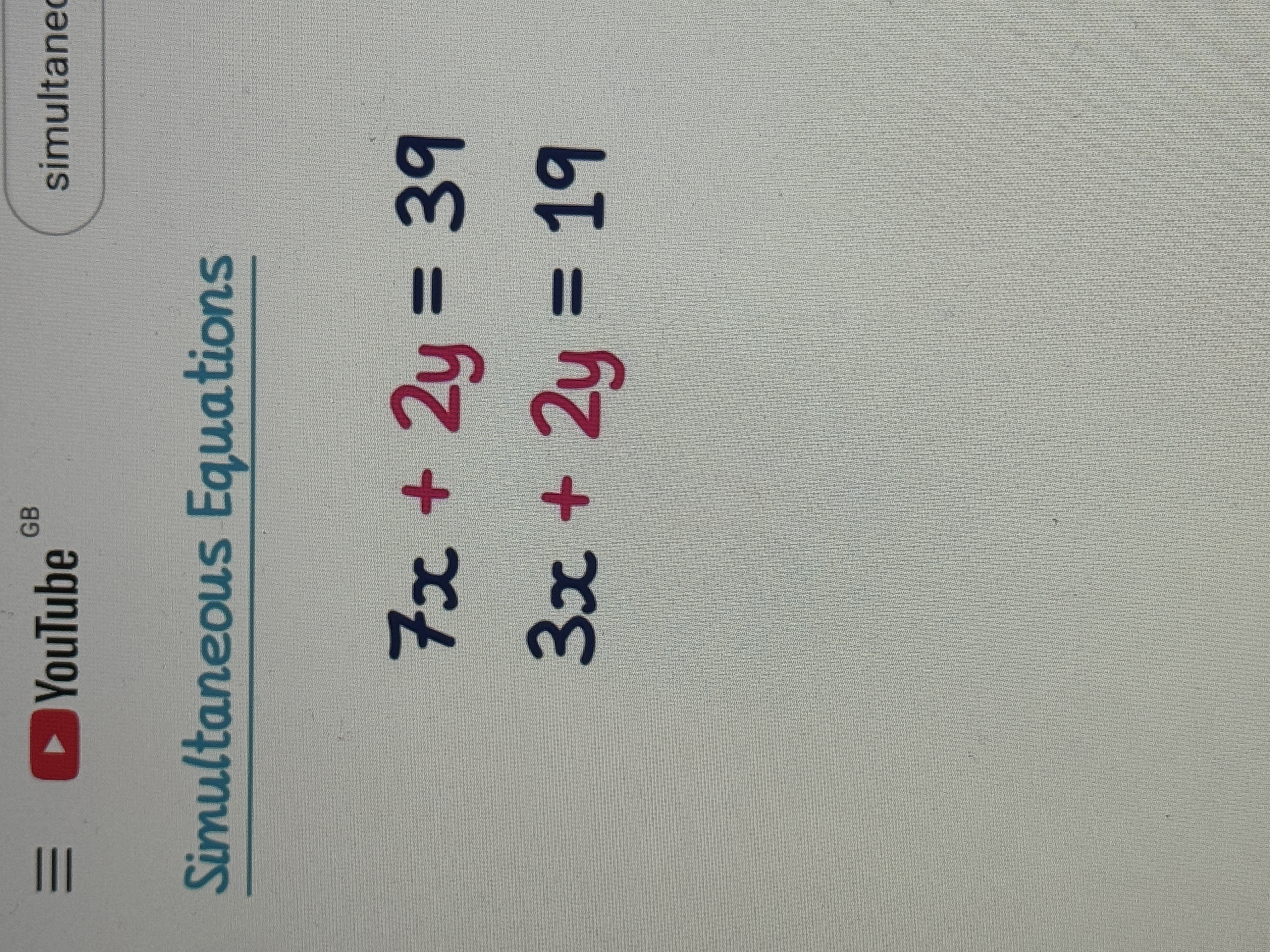 <p>What is this type of simultaneous equation called?</p>