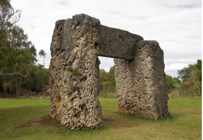 <p>two upright megaliths supporting a horizontal lintel</p>