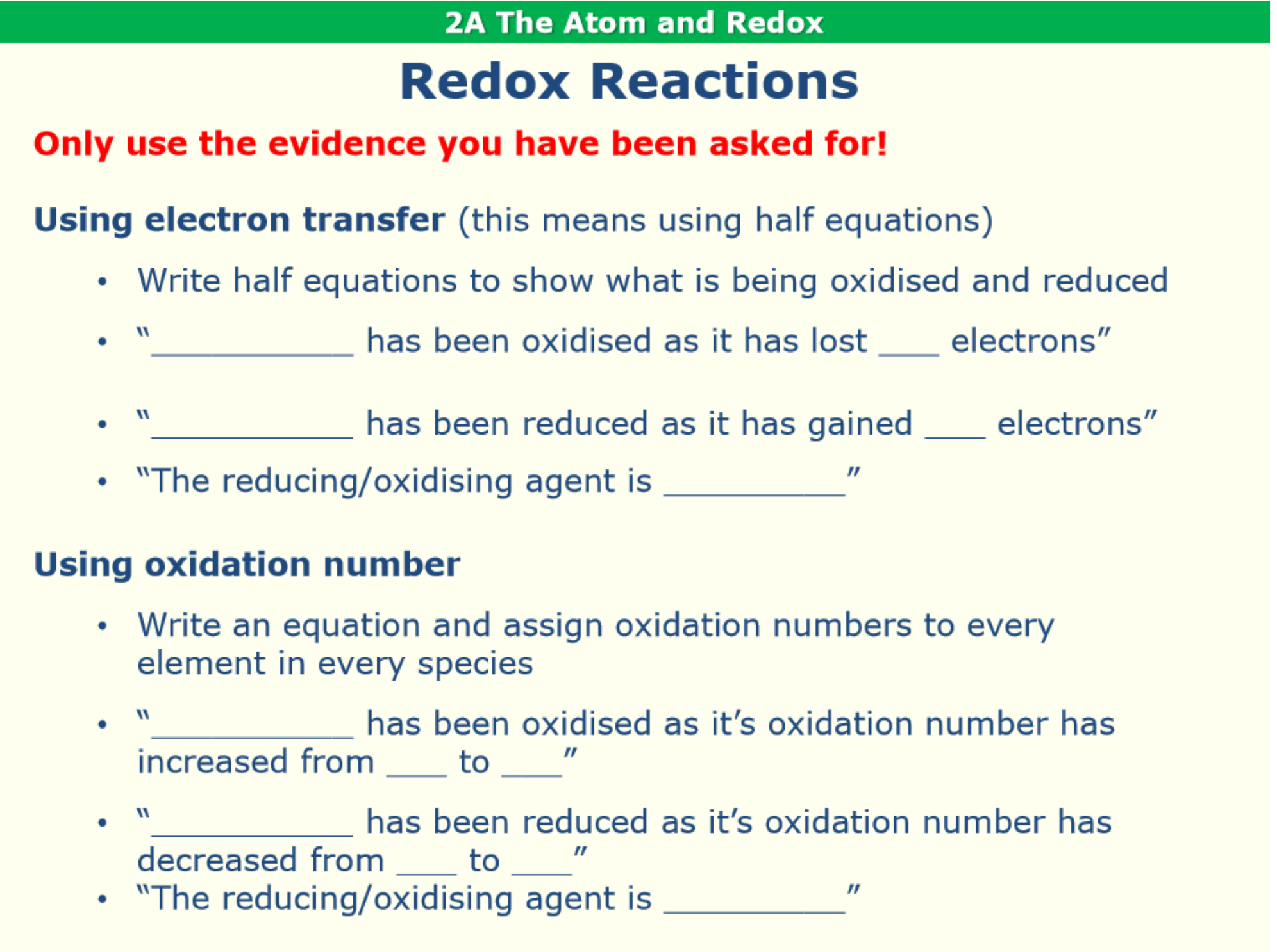 <p>Using electron transfer, explain the redox behaviour of the reaction of magnesium metal with hydrochloric acid. Identity the oxidising agent. </p><p>(this means using half equations)</p>