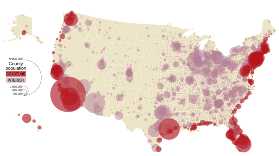 <p>Uses different-sized symbols (like circles) to show how much of something is in a place.</p>
