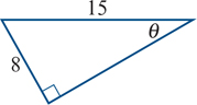 <p>find the unknown angle θ, correct to one decimal place</p>