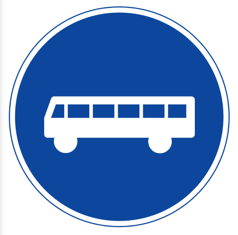 <p>Påbjudet (bestämd) körfält eller körbana för fordon i linjetrafik m.fl.</p>