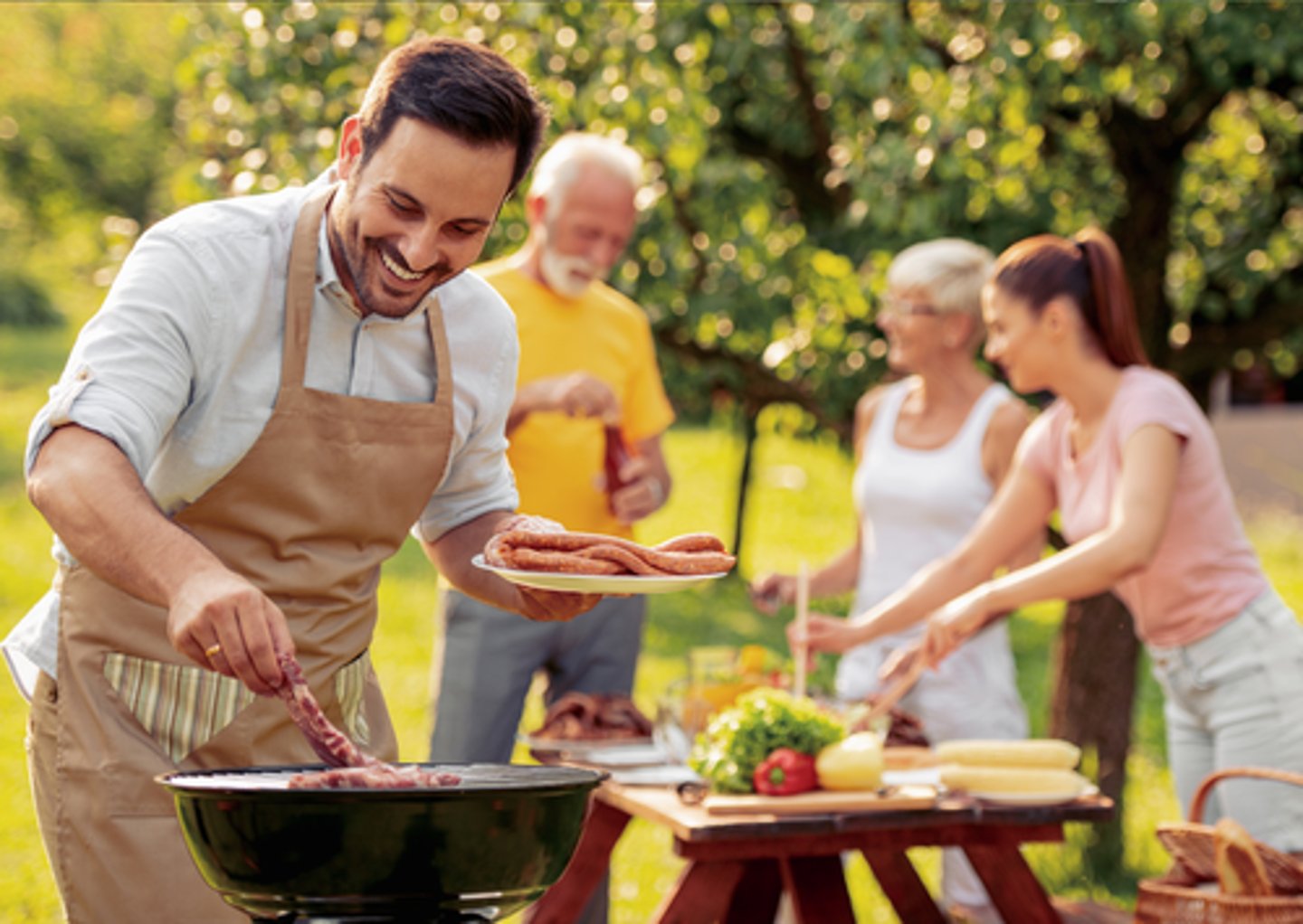<p>to cook and eat food outside, usually on a grill, with family or friends.</p><p>On warm summer evenings, we often _________ in our garden and invite a few neighbours to join us.</p>