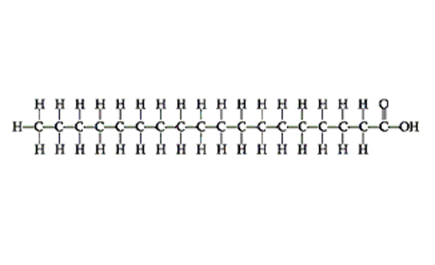 <p>long hydrocarbon chain with hydroxyl group at end</p>
