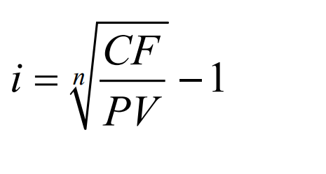 <p>PV = amount borrowed (market price if loan is traded) </p><p>CF = cash flow in one year </p><p>n = number of years from today</p><p></p><p></p>