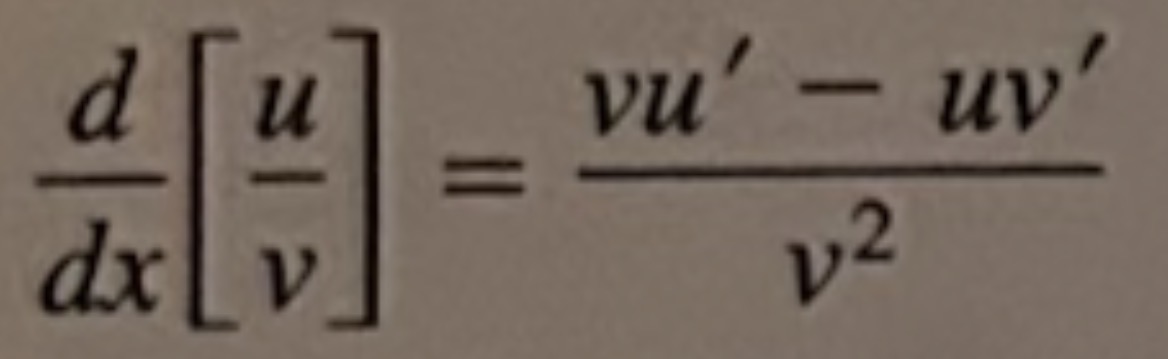 <p>(vu′ − uv′)/v²</p>