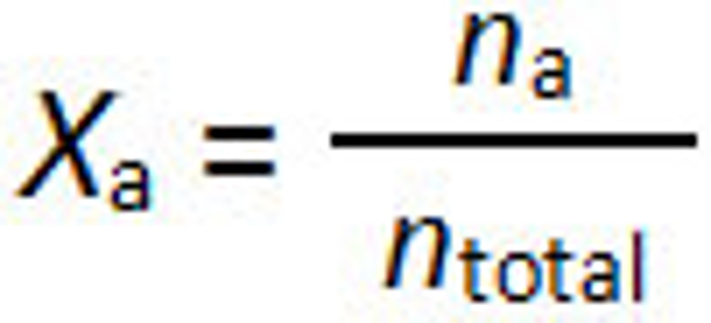 <p>the ratio of the number of moles of solute in solution to the total number of moles of solute and solvent</p>