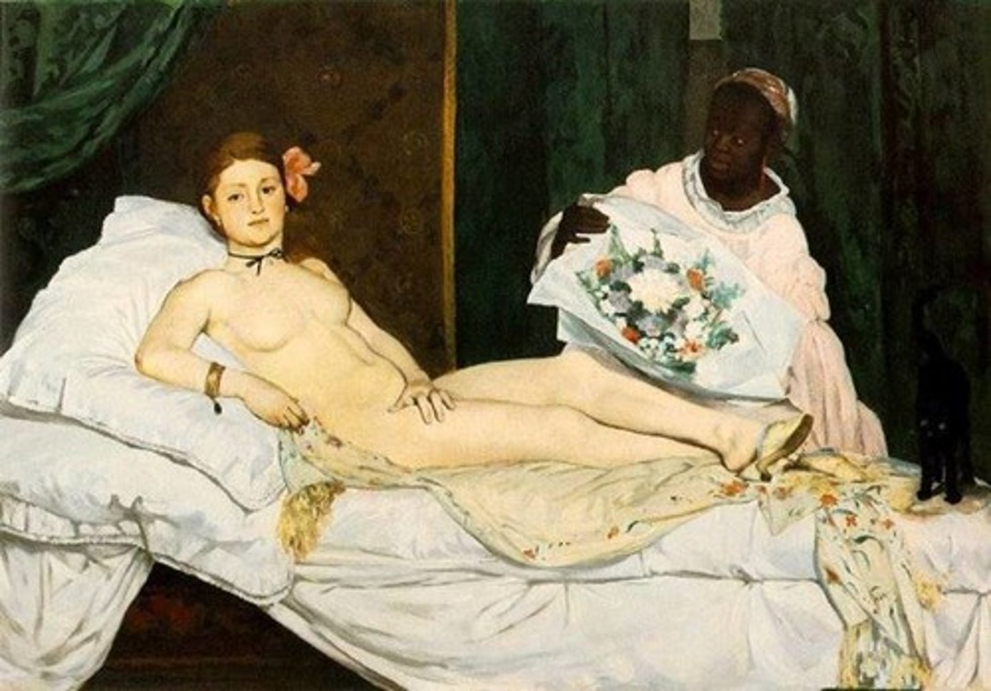<p>1863</p><p>Edourd Manet</p><p>Oil on Canvas</p><p>Realism</p><p>Compare to Venus of Urbino</p><p>For public display</p>