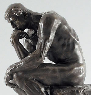 <p>Sculpture</p><p>The thinker</p><p>1900</p><p>64 The work shows a nude male figure of heroic size sitting on a rock with his chin resting on one hand as though deep in thought, often used as an image to represent philosophy.</p>