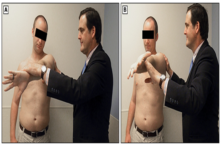 <ul><li><p>AC joint or labral tear test</p></li><li><p>shoulder flexed 90°, adducted, internally rotated, and elbow extended → resist downward force → repeat procedure in supination </p></li><li><p>positive = ACJ pain or deep clicking in GHJ</p></li></ul><p></p>