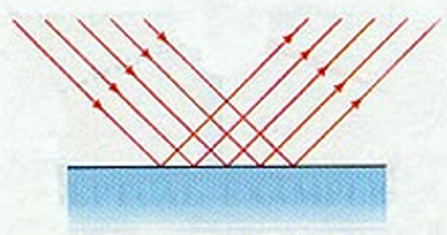 <p>Reflection that occurs when parallel rays of light hit a smooth surface and all reflect at the same angle.</p>