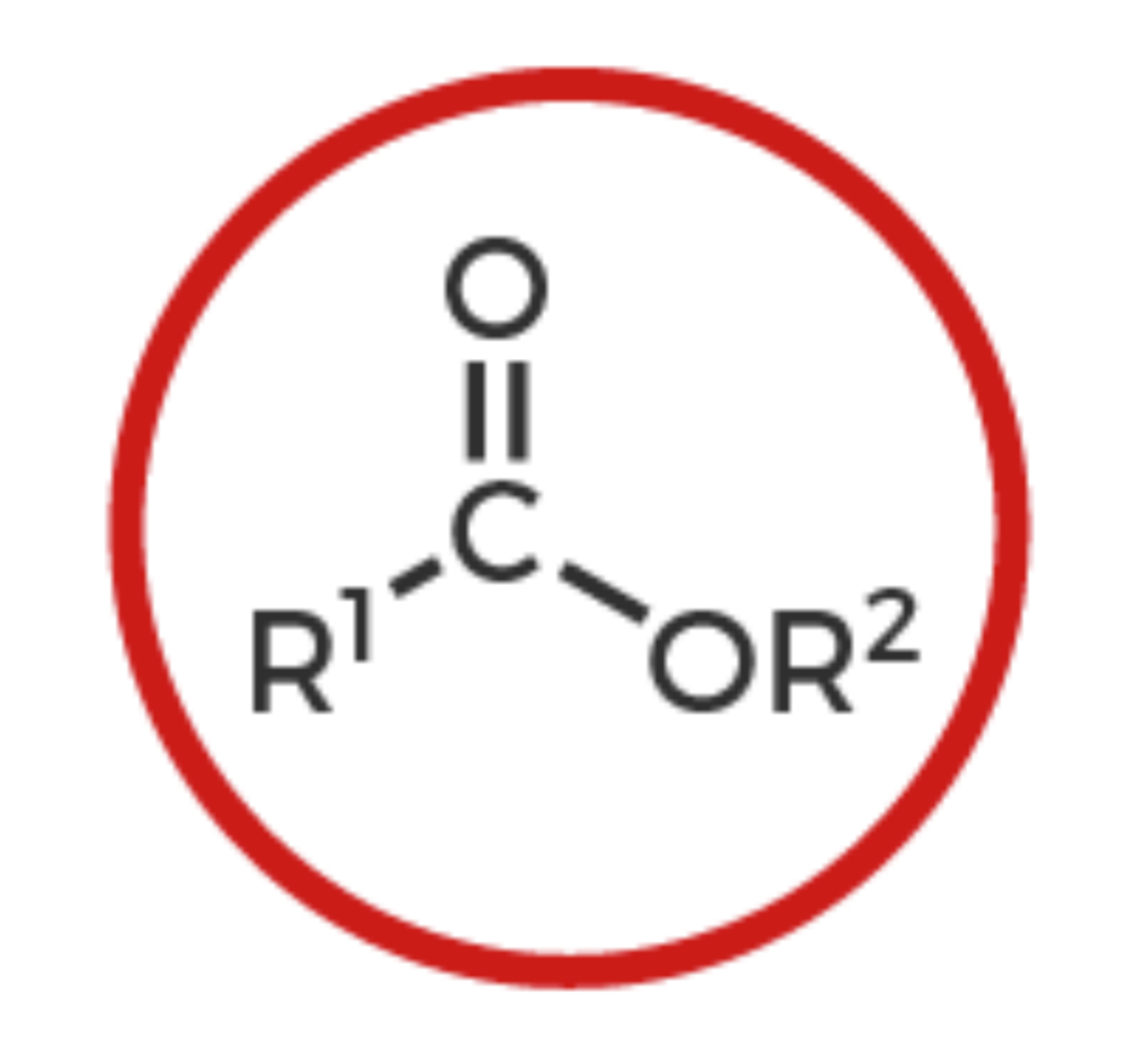 <p>Carbon with double bonded Oxygen and single bonded Oxygen</p>