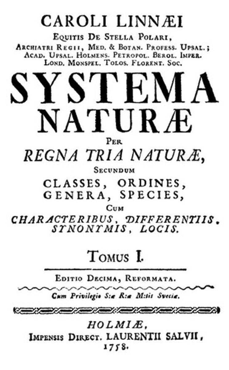<p>Developed binomial classification system in 1758.</p>